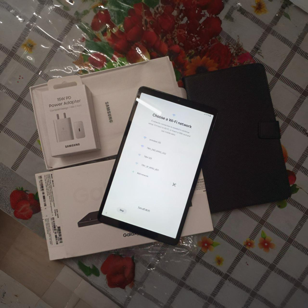 Tablet on a minimalist desk